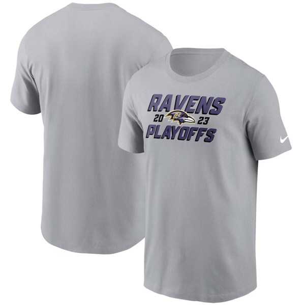 Men's Baltimore Ravens Gray 2023 Playoffs Iconic T-Shirt,We sell and wholesale Men's Baltimore Ravens Gray 2023 Playoffs Iconic T-Shirt on line form chian!